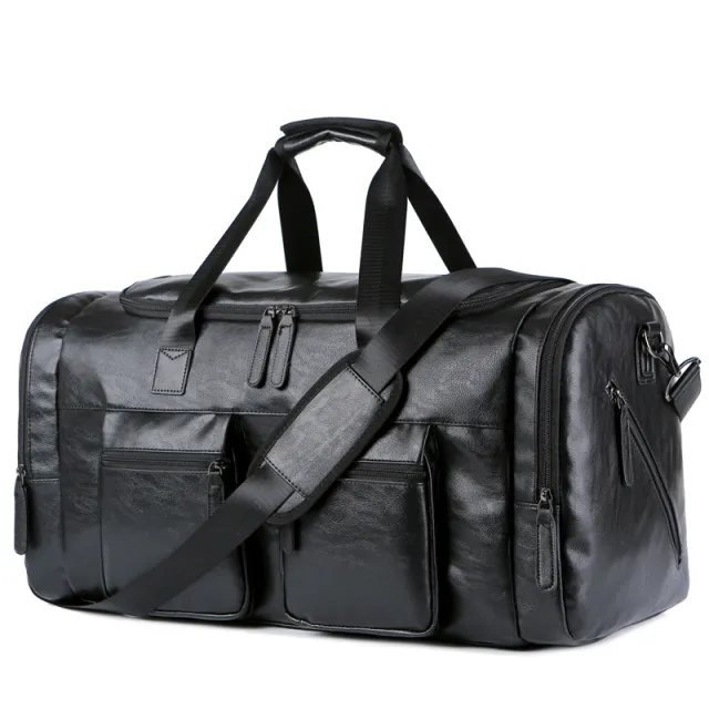 Men's Fashion Pu Oversized Capacity Travel Bag Black - Shop at LoveMi