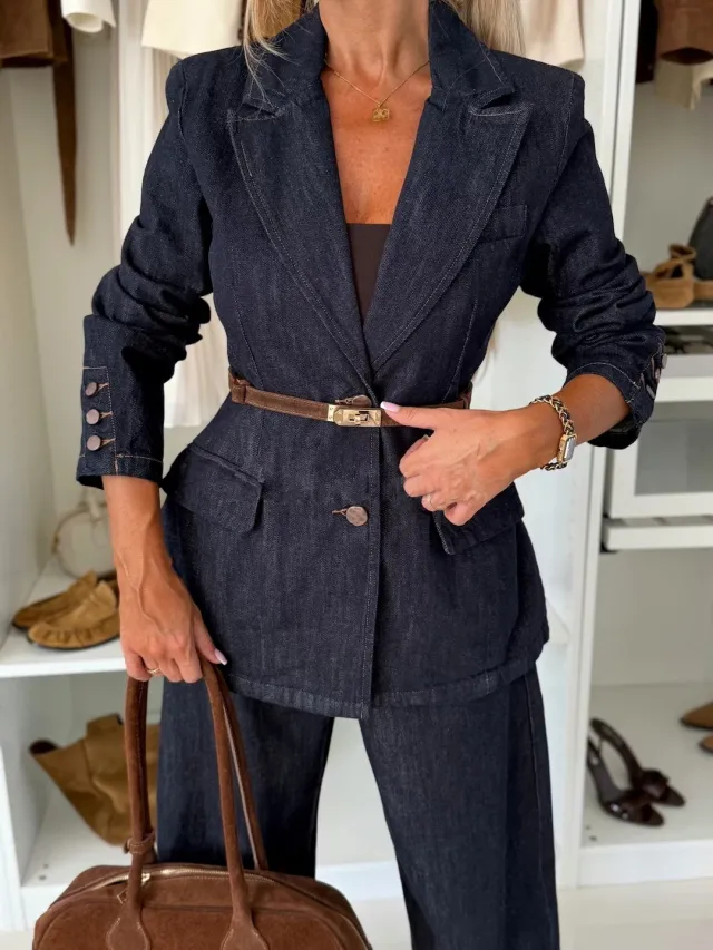 Commuter Long Sleeve Coat Straight Wide Leg Jeans Suit Coat M - Shop at LoveMi