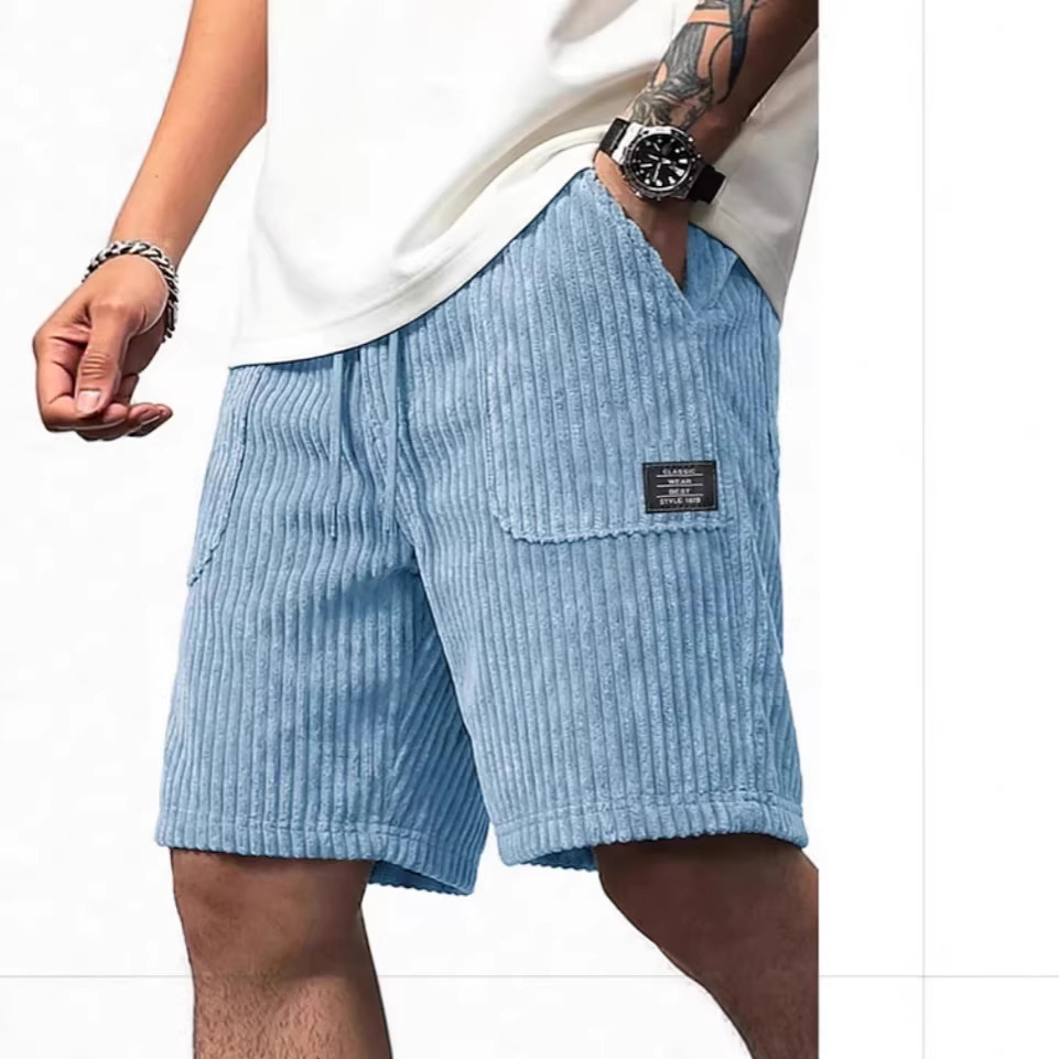 Corduroy Shorts With Pockets Solid Color Comfortable And Breathable