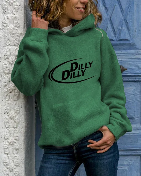 Animal Print Round Neck Hooded Sweater Green Hooded - Shop at LoveMi