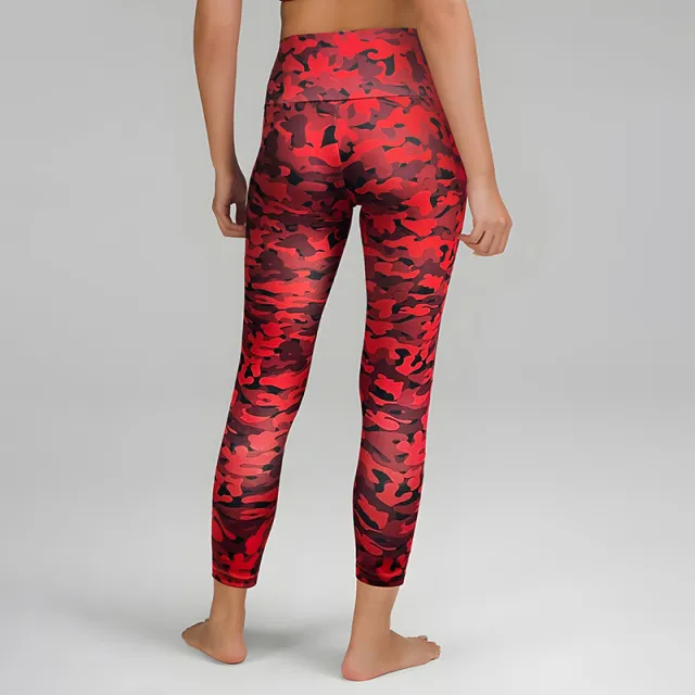 Lover Red Camouflage Print Yoga Pants Ladies Red - Shop at LoveMi