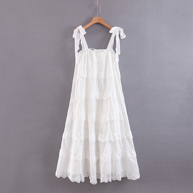 New Fringe Margin Fairy Expansion Skirt Long Dress White - Shop at LoveMi