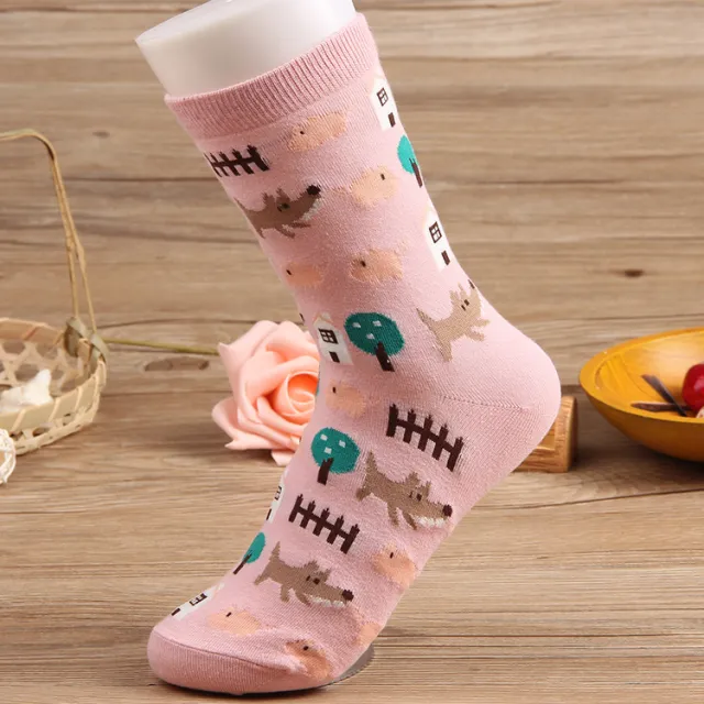 Popular Personality Korean Style Mid calf Female Cotton Socks Pink - Shop at LoveMi