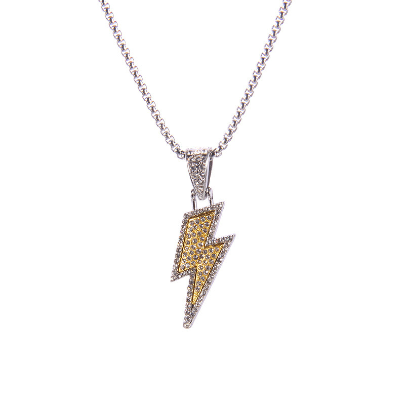 Hip Hop Niche Diamond Lightning Titanium Steel Necklace