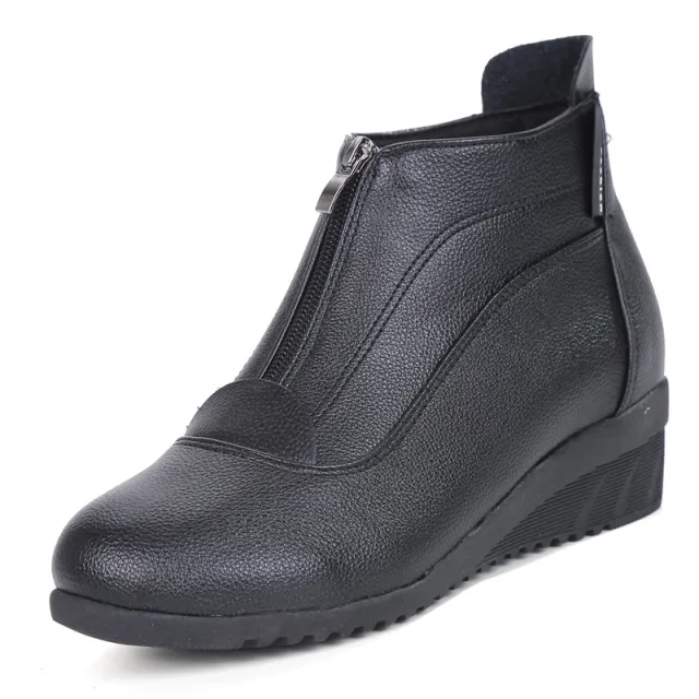 Soft Bottom Mid Heel Sports Middle aged And Elderly Dancing Shoes Zipper Ankle Boots Black - Shop at LoveMi