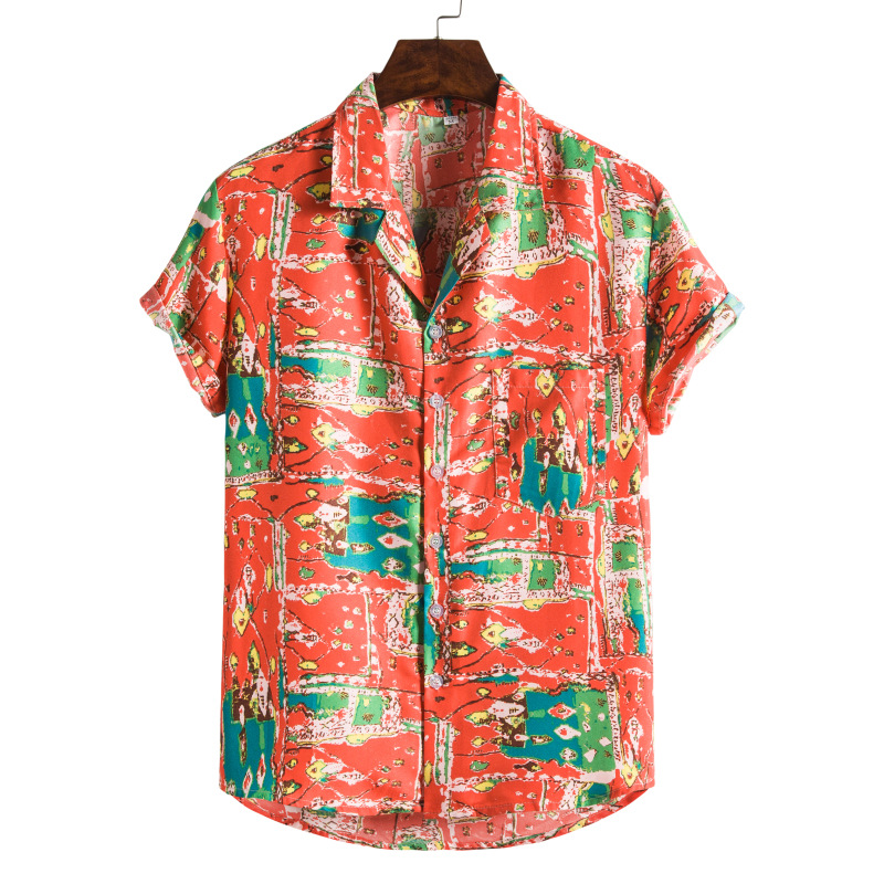 Title 18, Hawaiian Series Beach Style Short-sleeved Shirt...