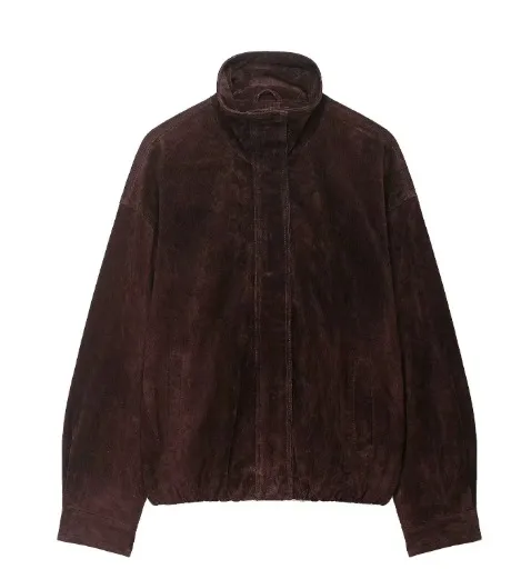 Women's Fashion Loose Suede Leather Jacket Brown - Shop at LoveMi