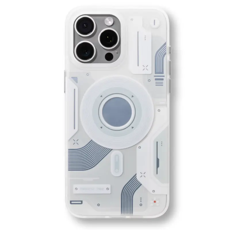 White Mech Double-layer Magnetic Phone Case