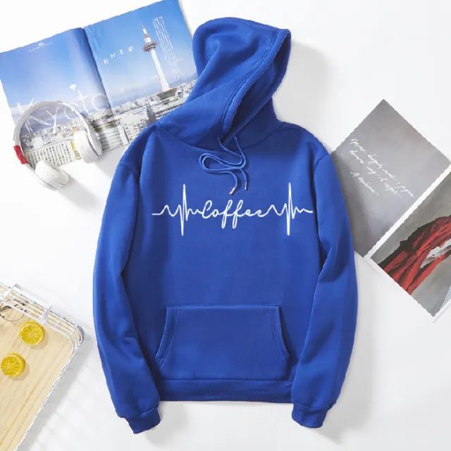 Harajuku Style Fleece lined Thickened Hooded Sweatshirt Blue - Shop at LoveMi
