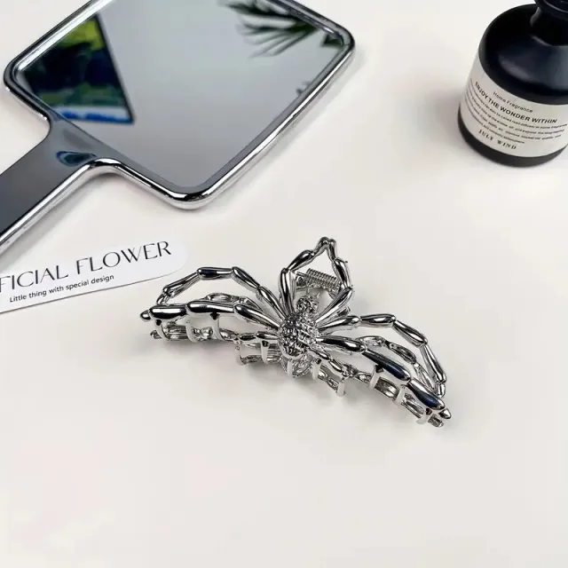 Metal Spider Large Shark Clip Fashion Ponytail Hair Claw Silver - Shop at LoveMi