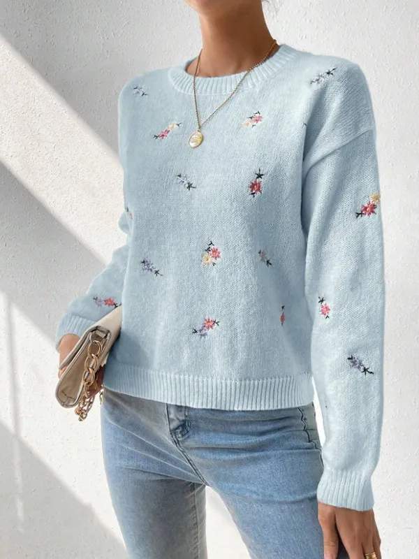 Women's Jacquard Elegant Versatile Top Blue - Shop at LoveMi