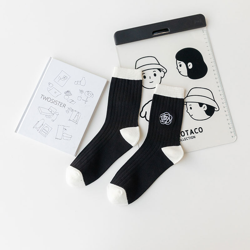 Black Mid Calf Length Socks