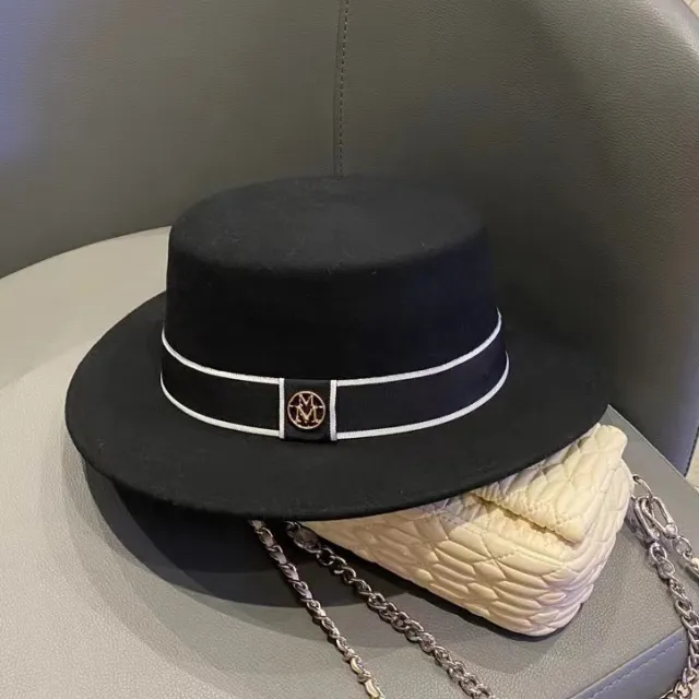 Retro Flat Top Hat Women's Felt Cap Black - Shop at LoveMi