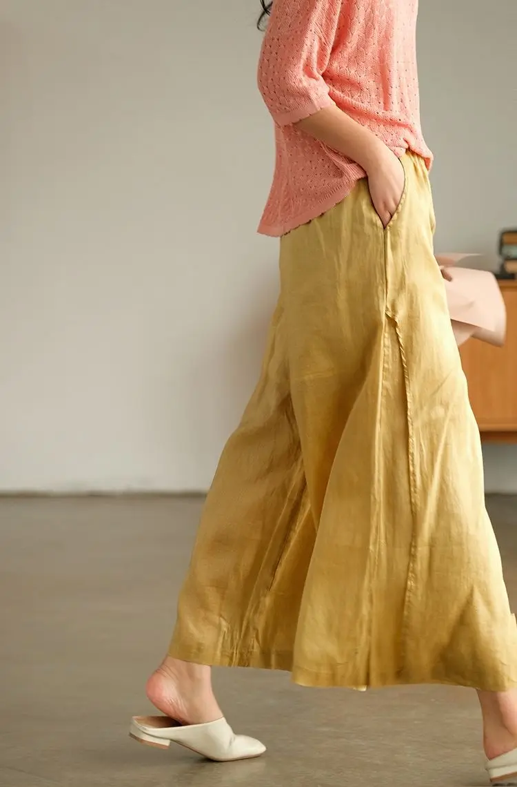 Title 3, High-quality Leisure Hemp Hemp Wide Leg Pants F...