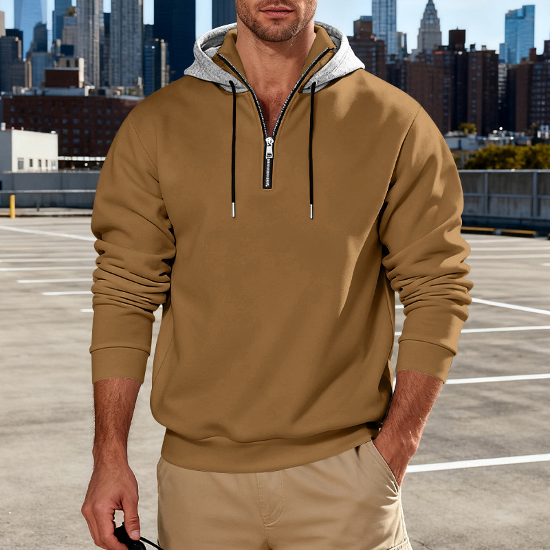 Light-luxury Commuter-style Long-sleeve Hoodie With A Stand-up Collar