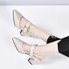 New Spring And Summer Thick High Heel Women's Shoes Beige - Shop at LoveMi
