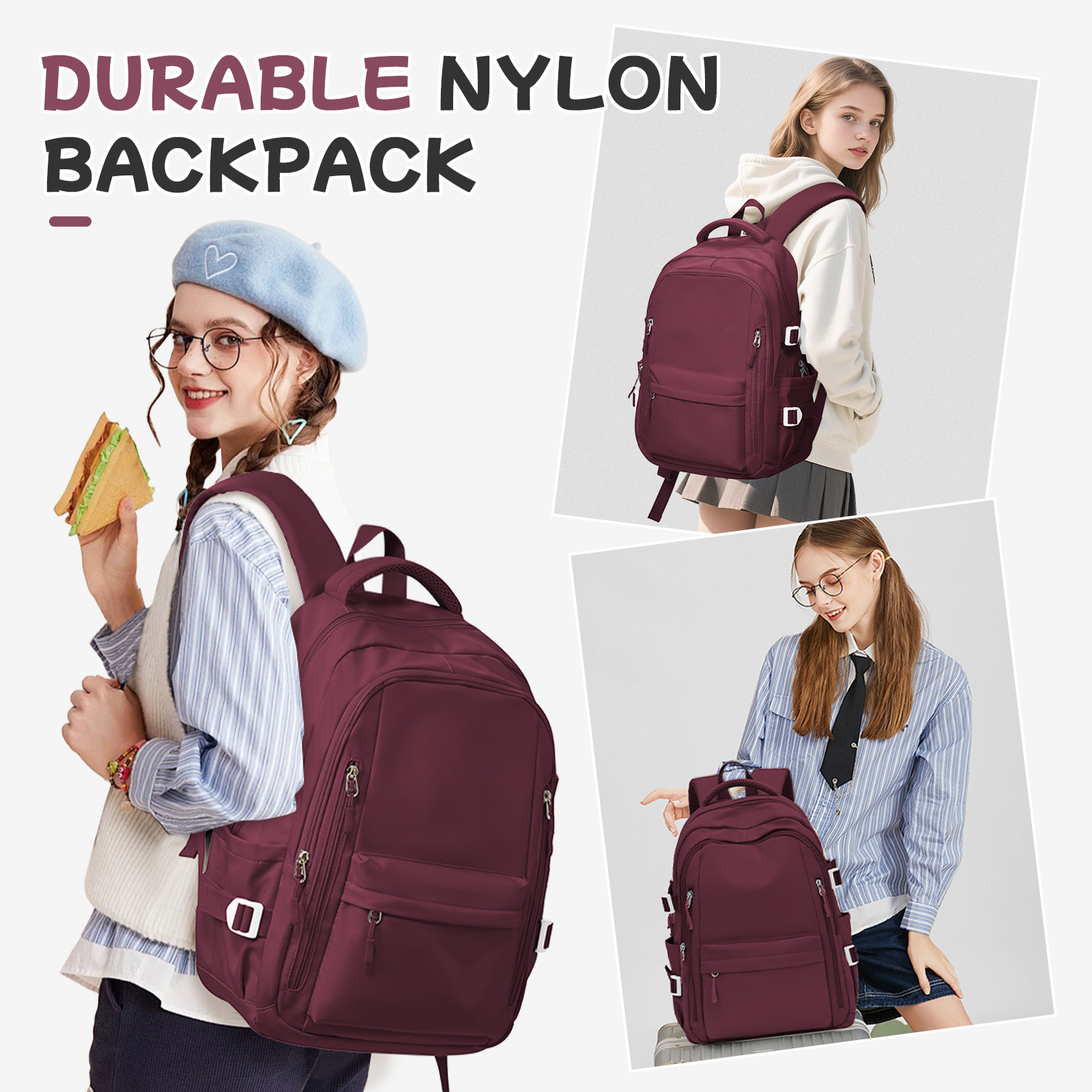 Simple Versatile Nylon Large-capacity Travel Backpack