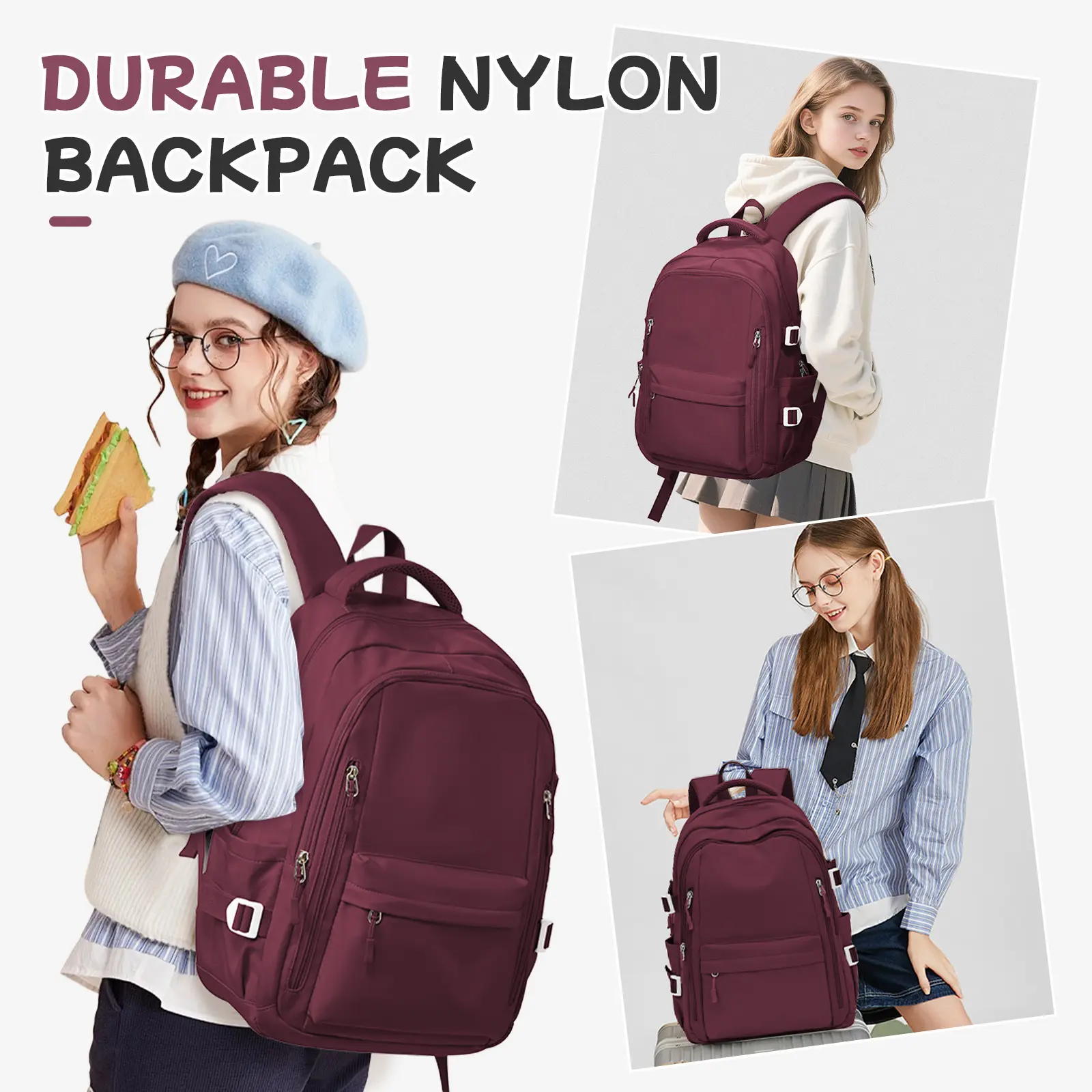 Simple Versatile Nylon Large-capacity Travel Backpack