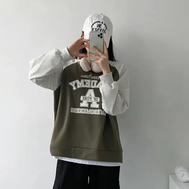Women's Patchwork Pattern Sweater Springautumnwinter Korean Style Fleece lined Green Velvet - Shop at LoveMi