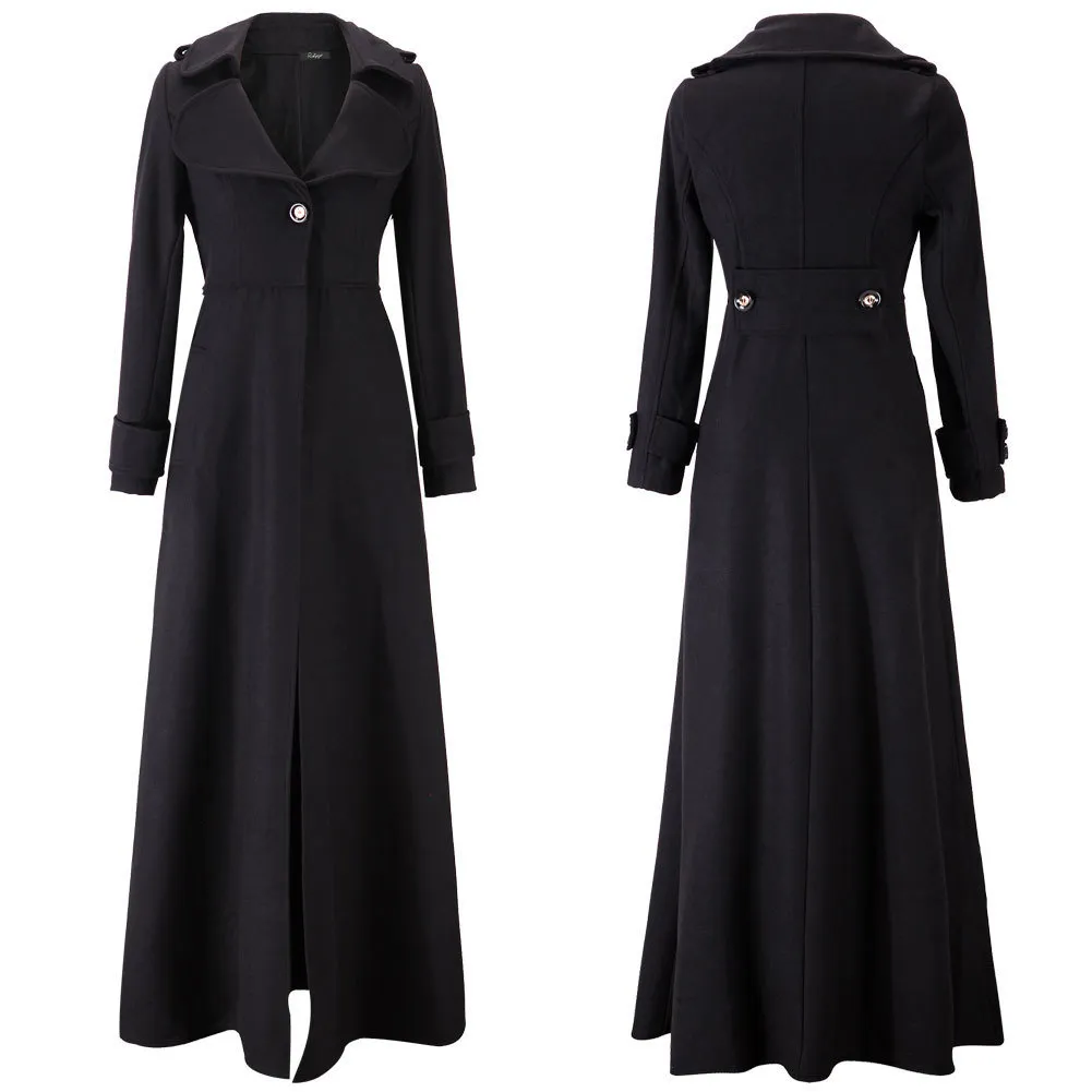 Autumn And Winter Coat Women's Turtleneck Woolen Coat - Black