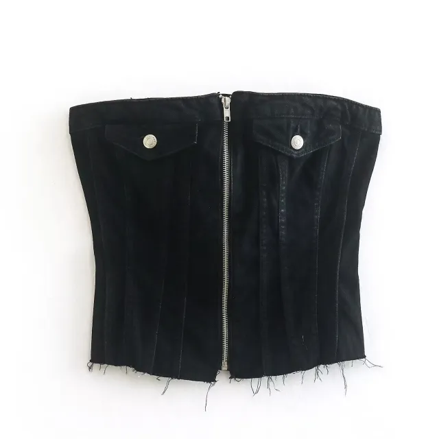 Spring Women's Tight Zipper Raw Edge Denim Top - Shop at LoveMi