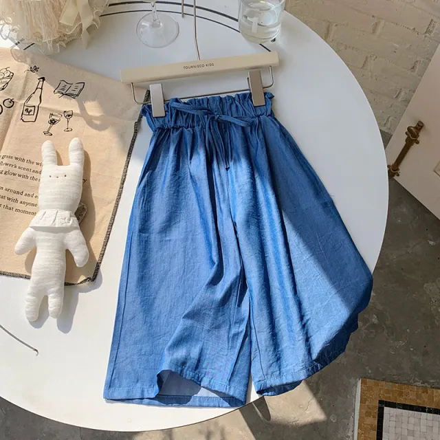 Girls' Pants Summer Thin Wide leg Pants Ins Lyocell Denim Dark Blue - Shop at LoveMi