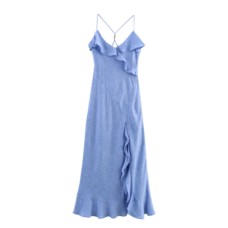 Fashion Laminated Decoration Sling Women's Dress