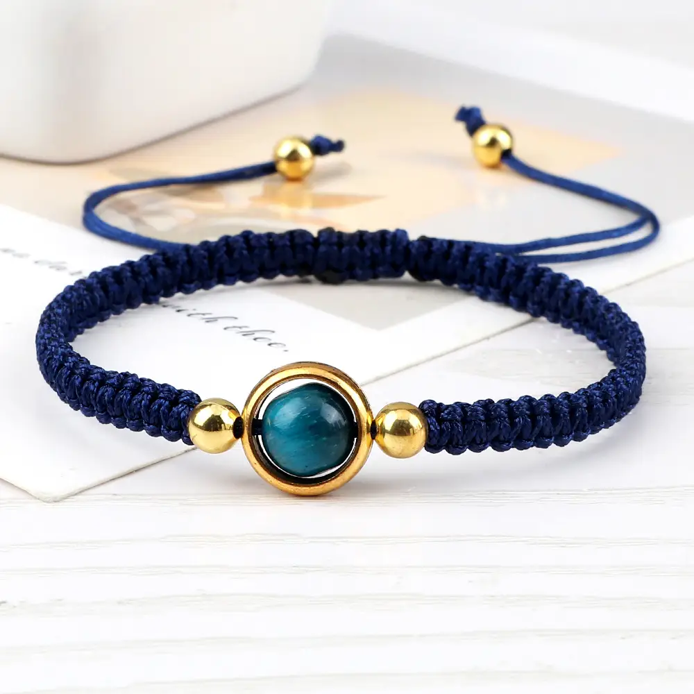 Bracelet Red Rope Blue Color Tiger Woven