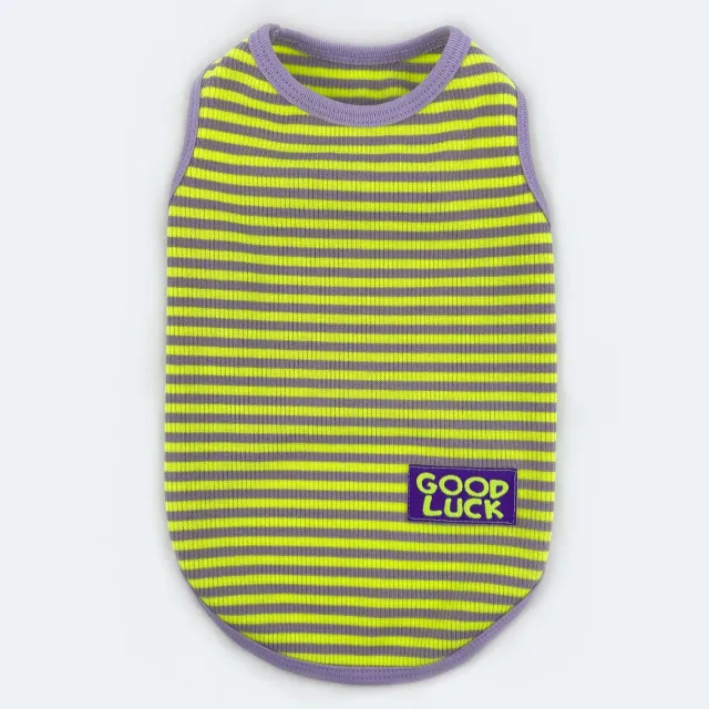 Cool Breathable Stripes Vest Pet Clothes Small Dog Cat Clothes Fluorescent Green - Shop at LoveMi