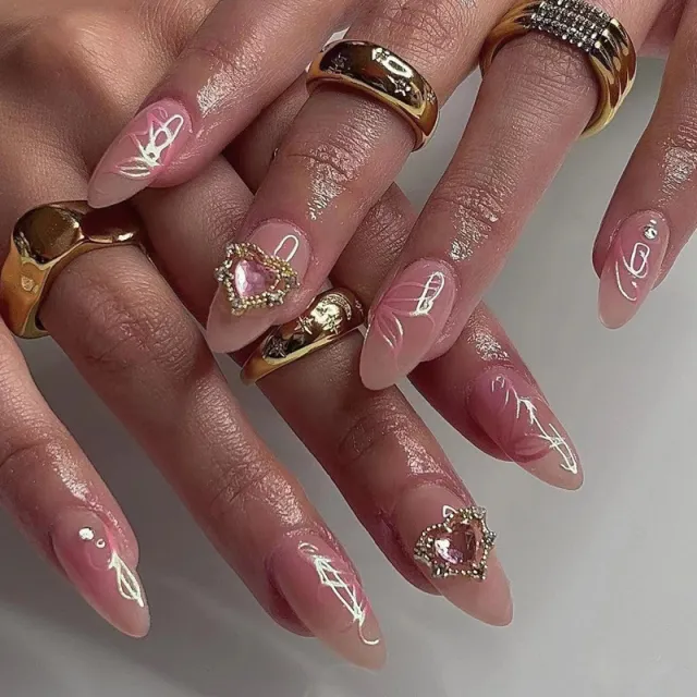 Petals Heart Shape Rhinestone Nail Sticker Jp2415 - Shop at LoveMi