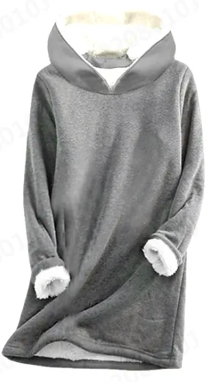 Long Sleeve Casual Thickening Fleece Sweatshirt Gray - Shop at LoveMi