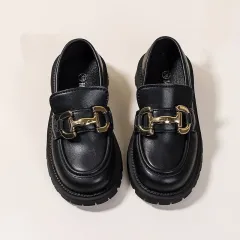 Fashion Personality Girls Loafers British Style - Black - View 1