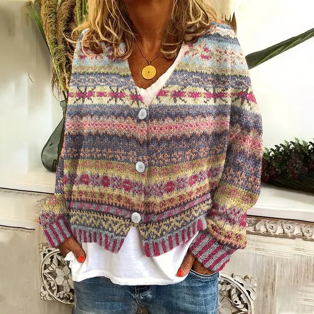 New Christmas Abstract Printing Casual Cloak Coat Cardigan Sweater Color - Shop at LoveMi