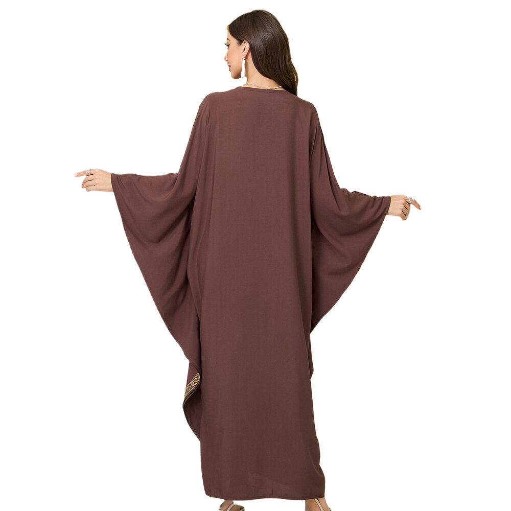 Rayon Gold Thread Embroidered Beach Cover-up Loose Robe