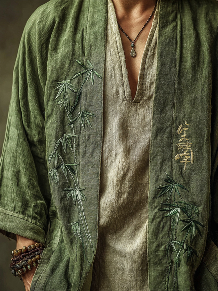 Linen Shawl-printed Buttonless Shirt Travel Ethnic-style Shawl