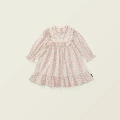 Girls' Floral Dress Garden Style Mori Style Lace Puff Sleeve Princess Dress - Pink Floral - View 1