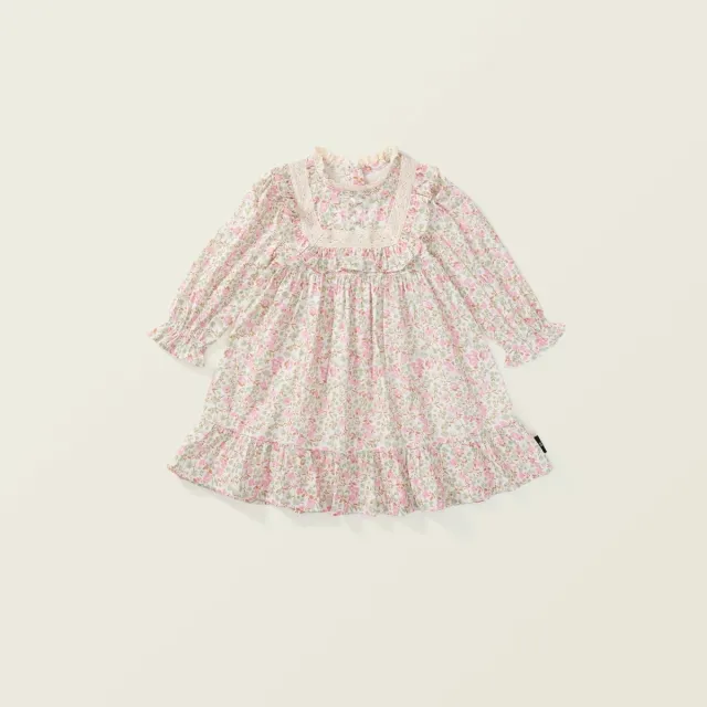 Girls' Floral Dress Garden Style Mori Style Lace Puff Sleeve Princess Dress Pink Floral - Shop at LoveMi