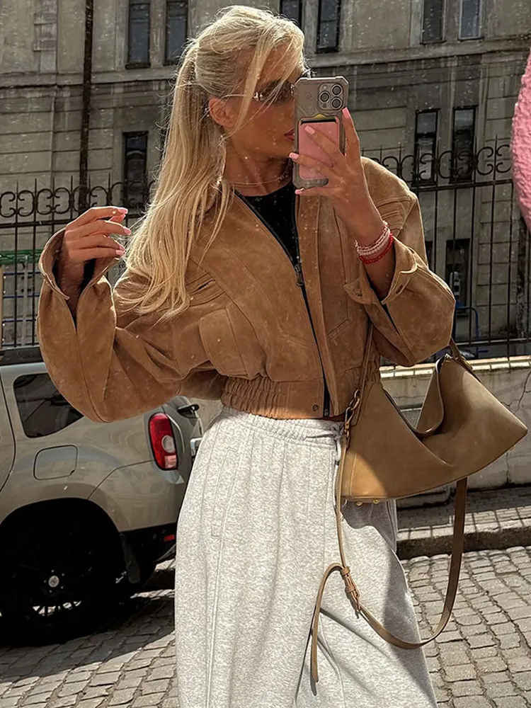 Niche Fashionable Loose Retro Solid Color Jacket - Camel