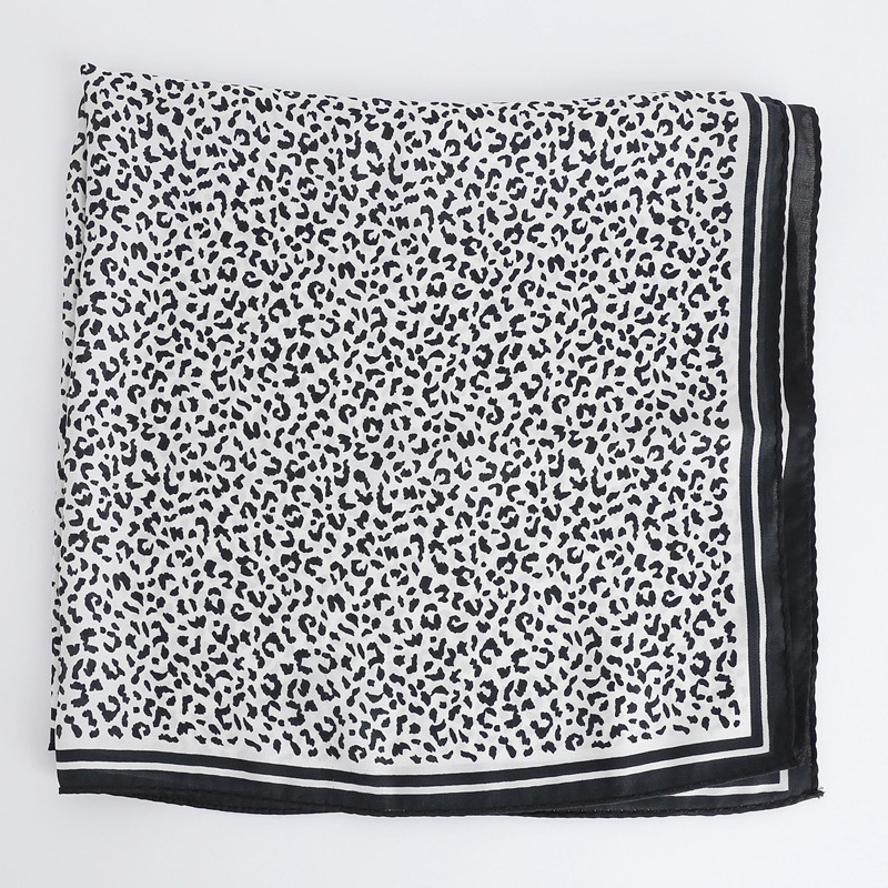 Artificial Silk Leopard Print Silk Scarf Black - Shop at LoveMi
