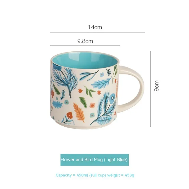 Flower Glaze Ceramic Cup Mug Household Large Capacity Breakfast Cup New Blue - Shop at LoveMi