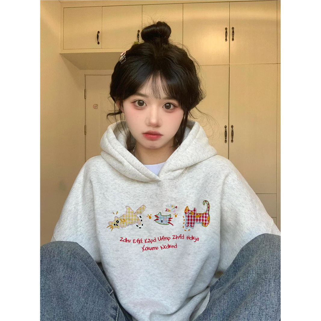 Fleece-Lined Thickened Hooded Sweatshirt Coat