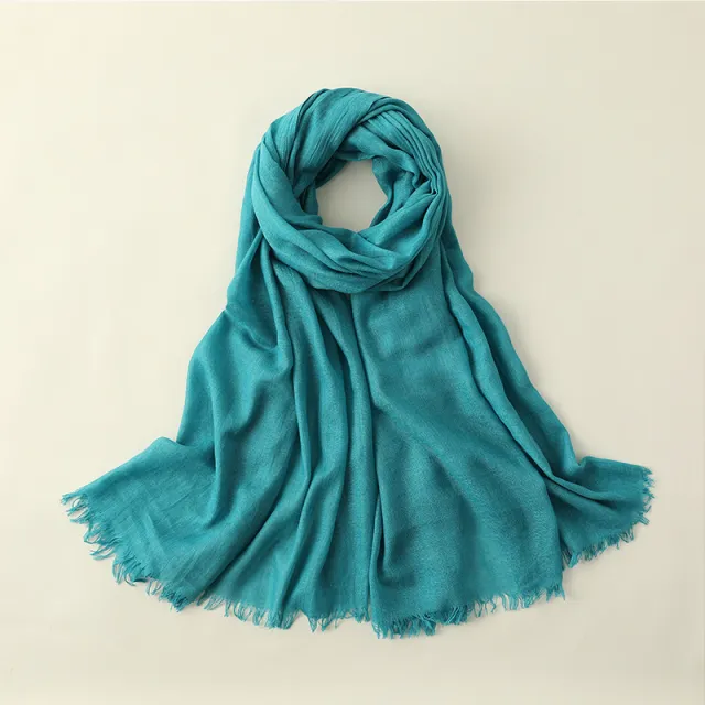 Women's Fashion Artistic Solid Color Cotton And Linen Scarf 28 Blue - Shop at LoveMi