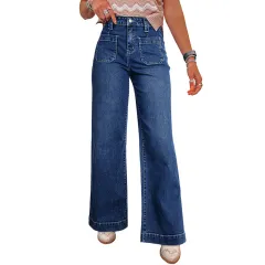 Fashion Retro All-match Straight-leg Trousers Women - Lc7875118 Dark Blue - View 1