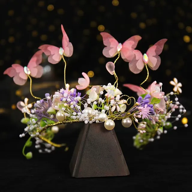 New Children's Garland Headband Mori Style Girls Flowers Pink Super Fairy Hair Garland - Shop at LoveMi