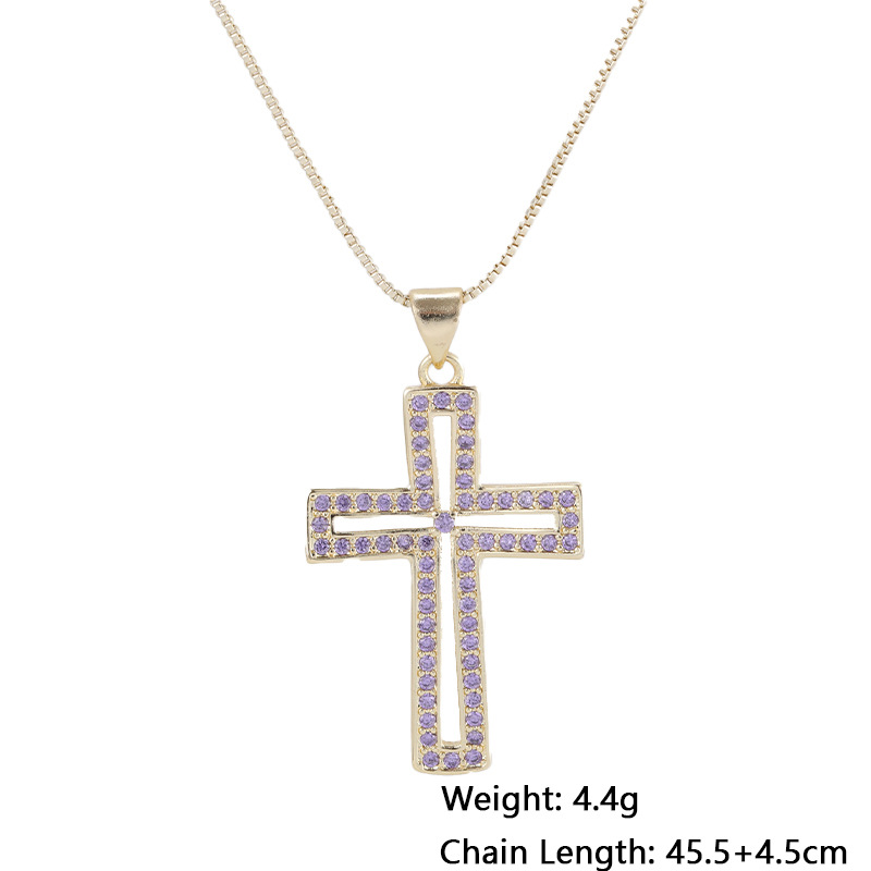 European And American Style Women Pendant Necklace Copper Plated Real Gold Inlaid Zircon Necklace