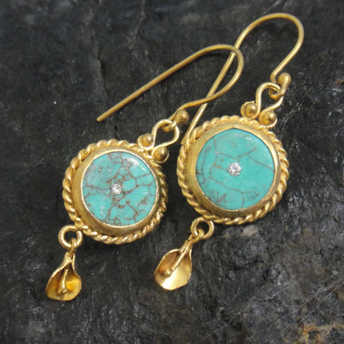 Alloy Turquoise Pendant Earrings For Women