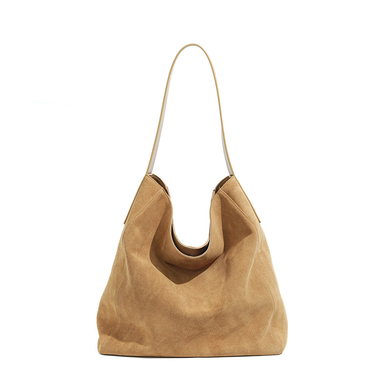 Womens Minimalist Suede Leather Tote And Shoulder Bag
