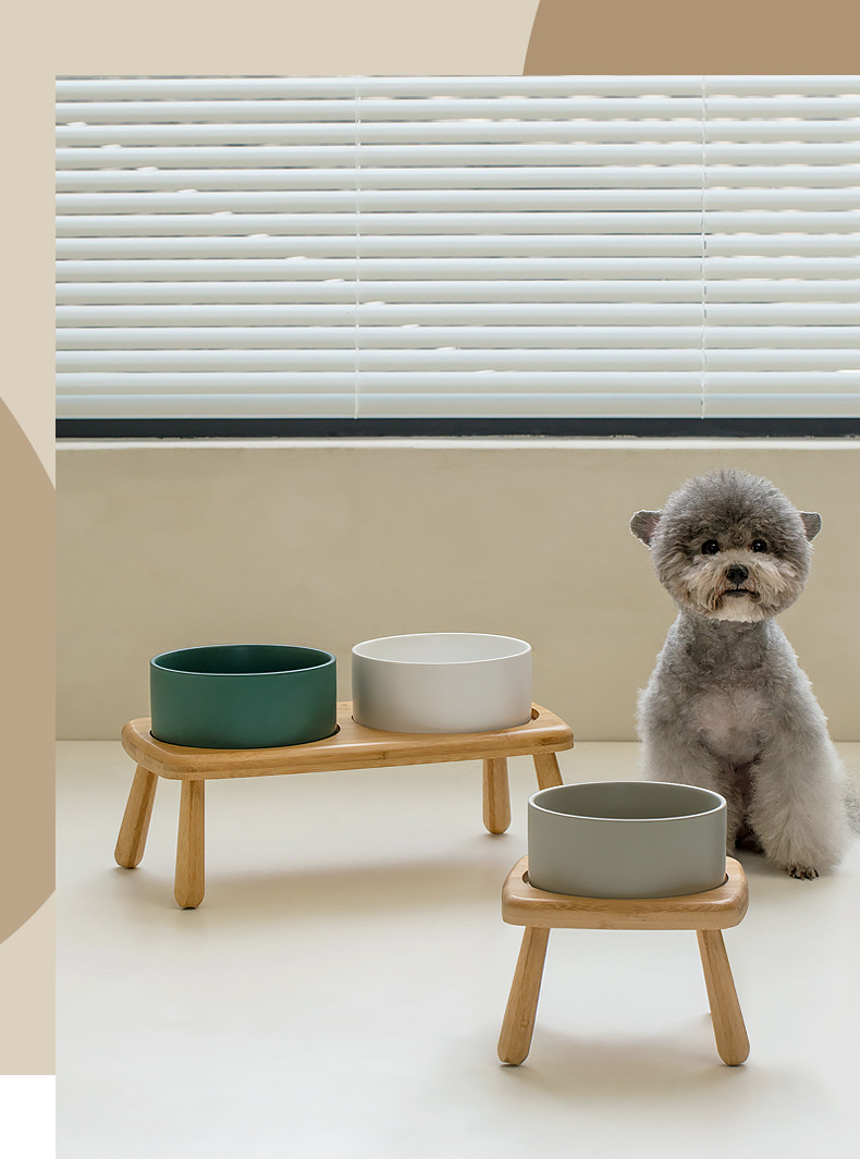 Ceramic Elevated Pet Bowl With Anti-Tip Design Double Bowls detail photo 4