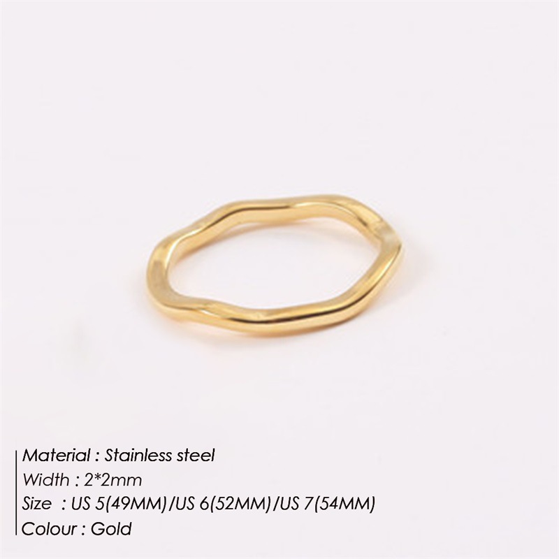 Curved Wave-shaped Irregular Plain Band Ring Titanium Steel Ring