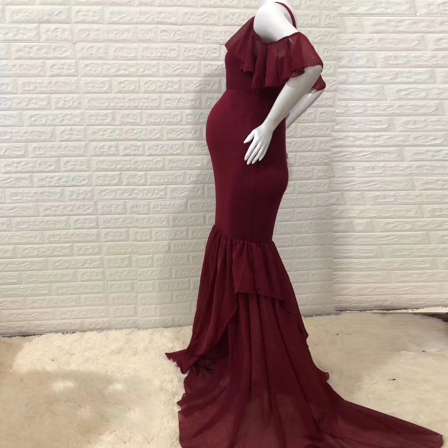 Women's Lace Off-the-shoulder Short Sleeve Mop Dress Double-layer Large Swing Dress